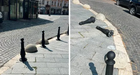 У центрі Ужгорода пластикові стовпчики ламаються за місяць, а квіти сохнуть